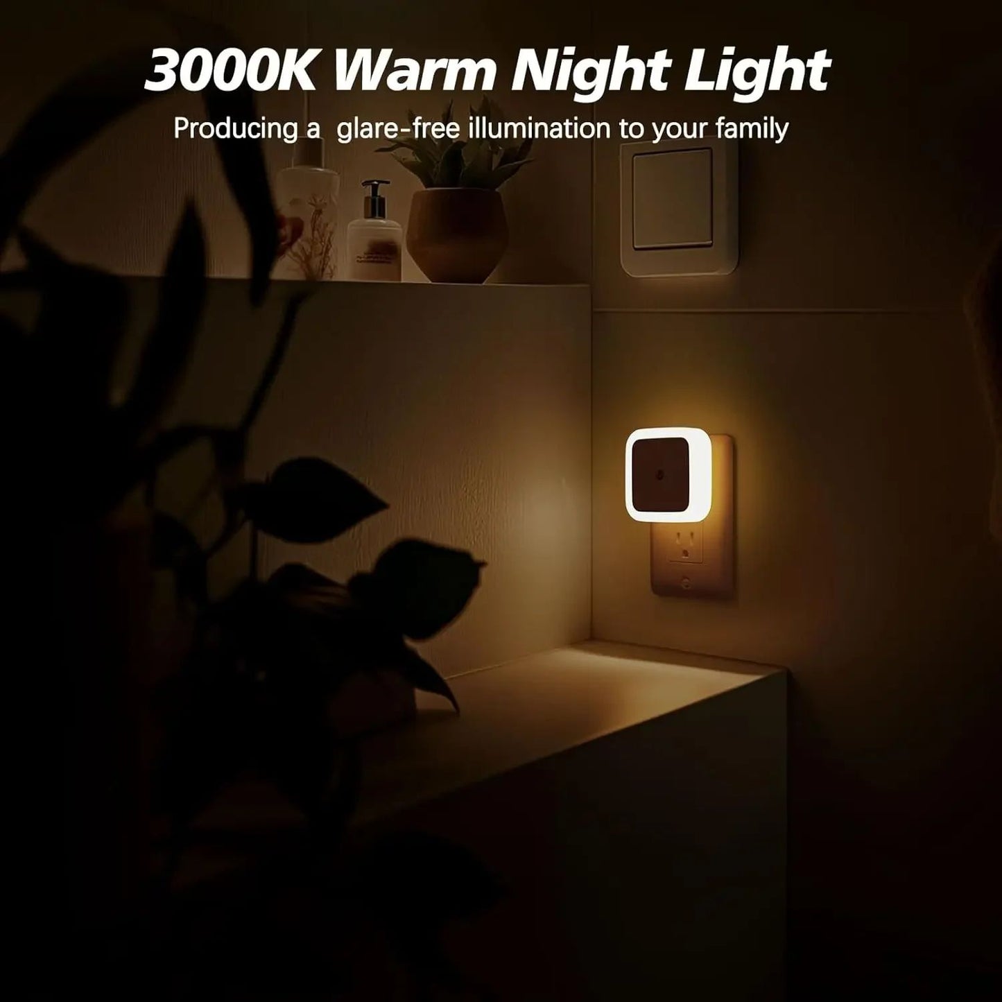 1-8pcs Night Light,Night Lights Plug into Wall,Nightlight Night Light for Adults,Plug in Night Lights,Bathroom Bedroom Soft Whit