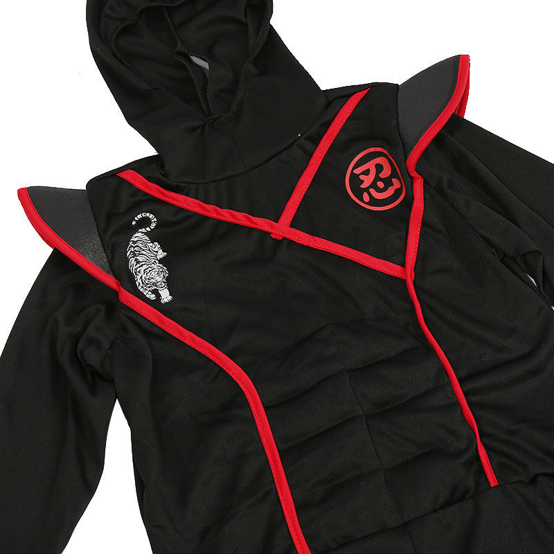 Authentic Kids Ninja Costume Set for Role Play and Cosplay, Ninja Clothes with Hood, Mask, Gloves and Throwing Stars