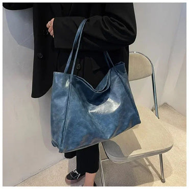 Large women's bag Fashion Underarm Pouch Large Capacity Soft Pu Leather Shoulder Bag Retro Crossbody Bag Casual Portable Bucket