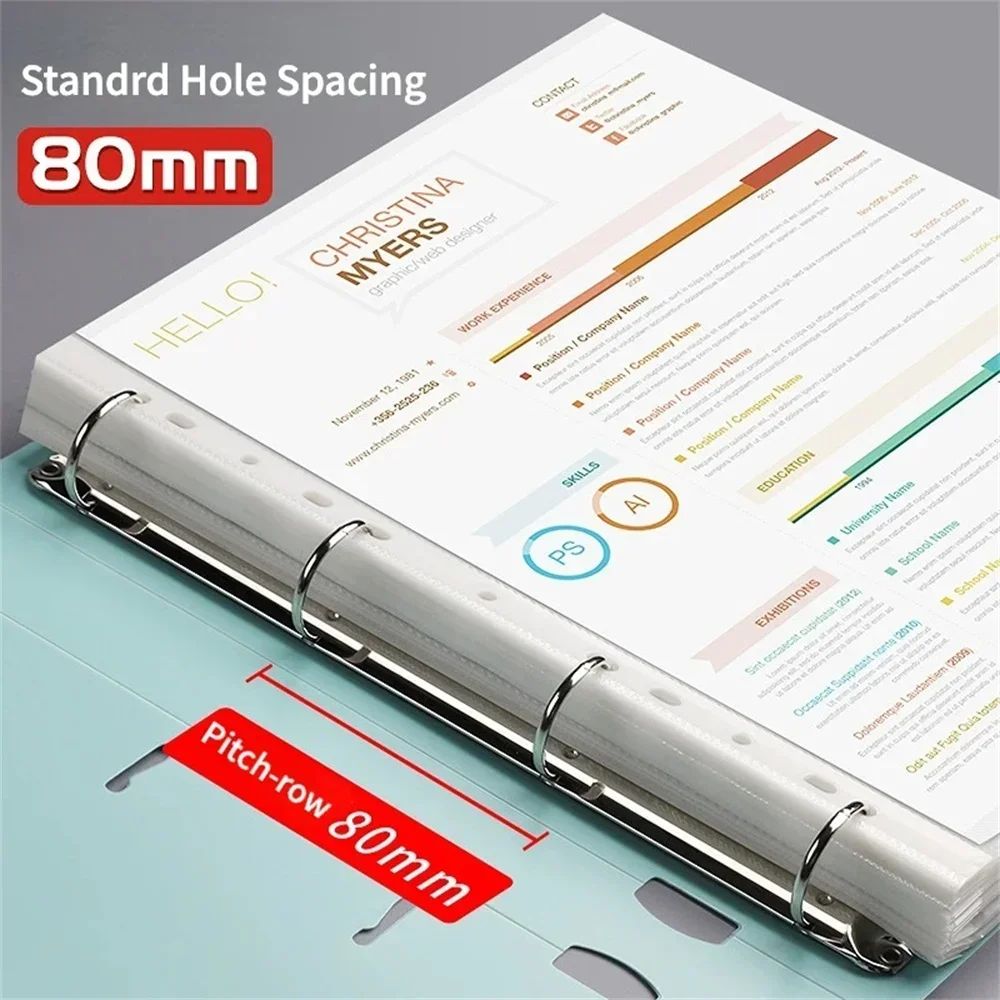 A4 File Folders Display Book 4 Hole Binder Folders Morandi Color Waterproof Document Ring Binder Folder Office School Supplies