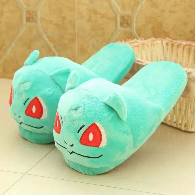 Pokémon Desenho Animado Pikachu Pelúcia Algodão Anime Sapatos Sapatilhas Rasas de Veludo Sapatos de Costura Pantufas Fofas de Casal Pai-Filho