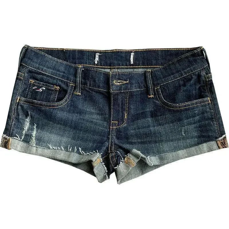 Women's Low Rise Elastic Tight Curled Denim Shorts Summer New Hot Girl Street Casual Hip Wrap Sexy Mini Shorts Female