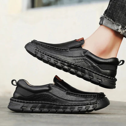 Men Handmade Genuine Leather Loafers Casual Comfortable High Quality Retro Business Shoes Spring and Autumn Men's Dress Shoes