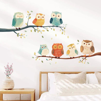 1Pc Cartoon Bird Branch Owl Furniture Wall Sticker Kids Room Home Decor Accessories Living Room Bedroom Decoration Living Room