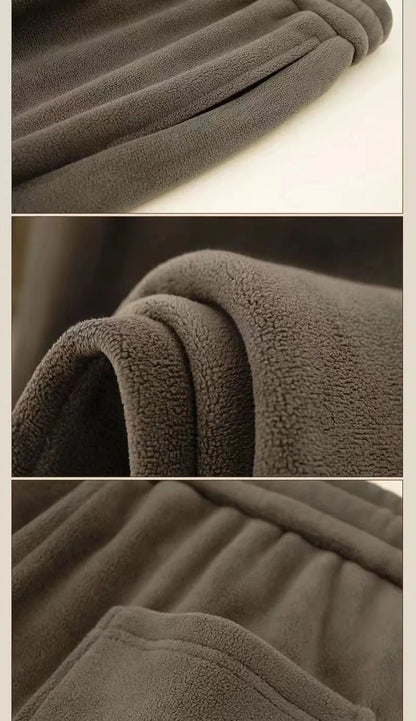 Double-Sided Zippered Fleece Pants For Men Thickened Winter Warm Sweatpants Casual Loose Fit Outerwear Trousers