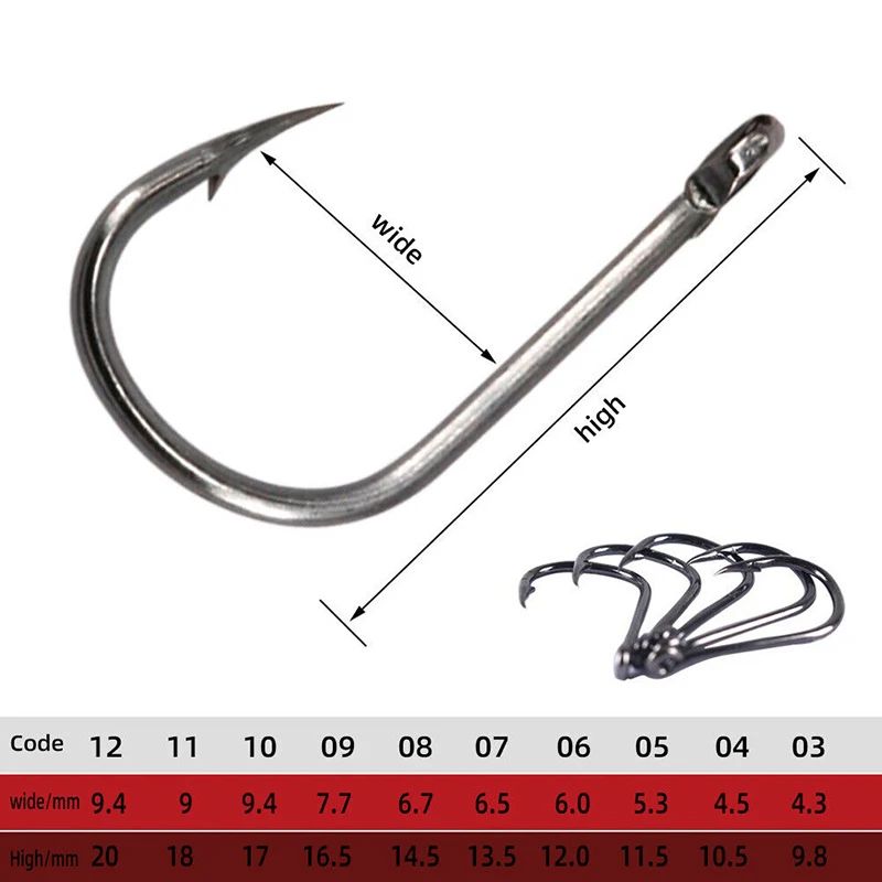 Anzol de Pesca Aço Carbono Forte Afiado Prata Circular Anzol 3#-12# Jig Barbed Pesca Isca Portátil Equipamento de Pesca 50-1600Pcs/Caixa