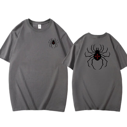 Pure Cotton Men's t shirt Y2k Spider Print T-shirt Casual Street Loose Women's T-shirt vintage graphic t shirts for men
