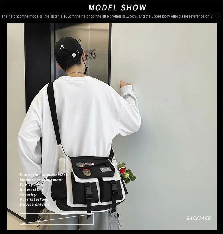 Harajuku Men Nylon Crossbody Bags for Women Messenger Bag Girls School Book Bags Youth Canvas Handbags Shoulder Bag Sac Bolsas