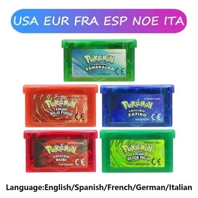 Jogo GBA Série Pokémon Cartucho de Videogame 32 Bits Cartão de Console Pokémon Emerald FireRed LeafGreen Ruby Sapphire Multi-idioma