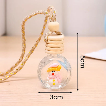 Pingente de Frasco de Perfume de 10ml Decoração de Espelho Retrovisor de Carro de Natal Frasco de Vidro Vazio Frasco de Óleo Essencial para Aromaterapia