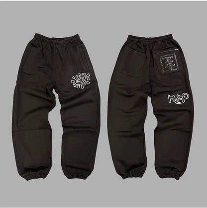American High Street Black Sweatpants ADWYSD Pants Sunroll Fleece Zipper Pocket Men Women Cleanfit Trousers