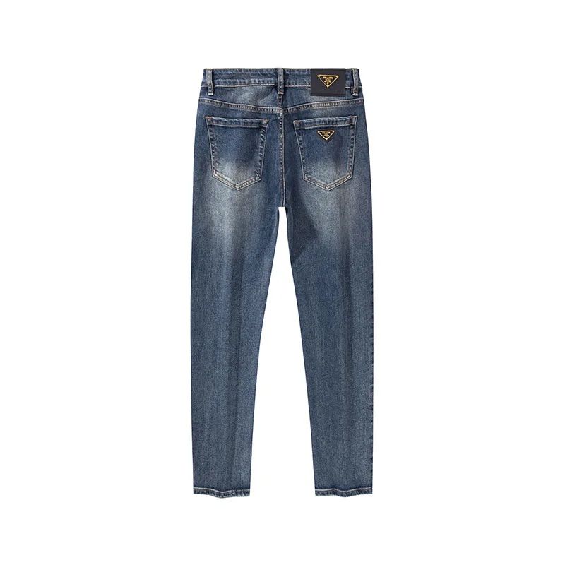 Milão Qualidade Premium Europeia Outono/Inverno Calças Jeans Masculinas Emagrecem Sua Silhueta Solta Reta Elástica Vintage