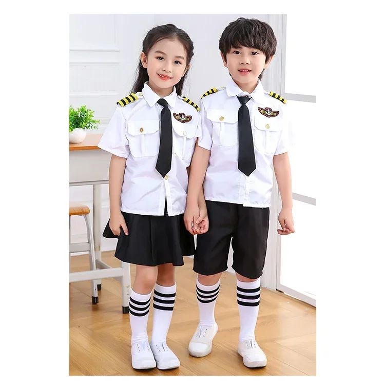 2025osplay Costumes pour enfants, uniforme de pilote d'avion, vêtements de classe de profession