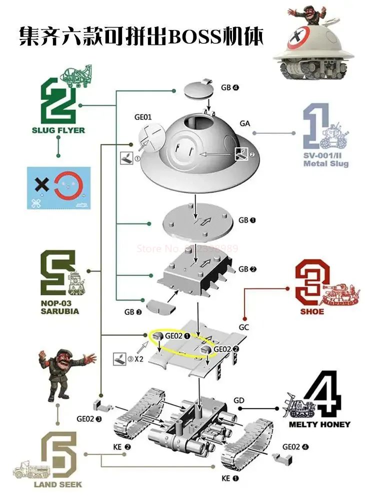 ?EM ESTOQUE? XIN SHI Modelo de Montagem Metal Slug X 2 SV-001 SV001 SLUGFLYER NOP-03 LANDSEEK T-2B SHOE Brinquedos de Bonecos de Ação