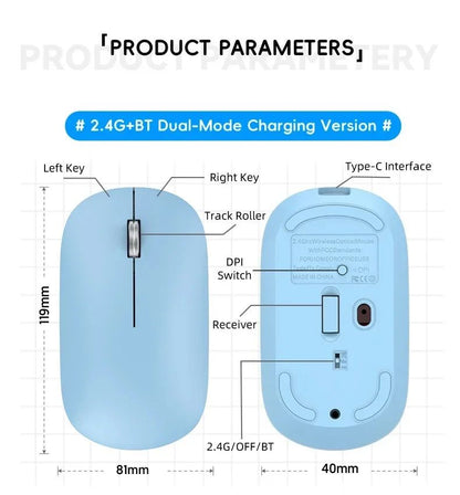 Xiaomi Wireless Mouse Bluetooth Silent 2.4G Dual-mode Type-C Charging Ergonomic Morandi Portable Laptop Office Gaming Mouse
