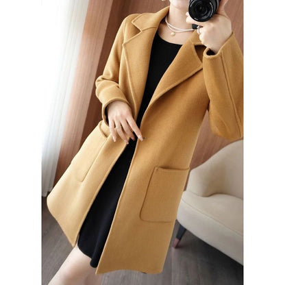 Autumn Winter Girls Fashion Mid-Long Jackets Female Casual Woolen Blends Coats Clothes Lady Korean Fashion Designer Coat