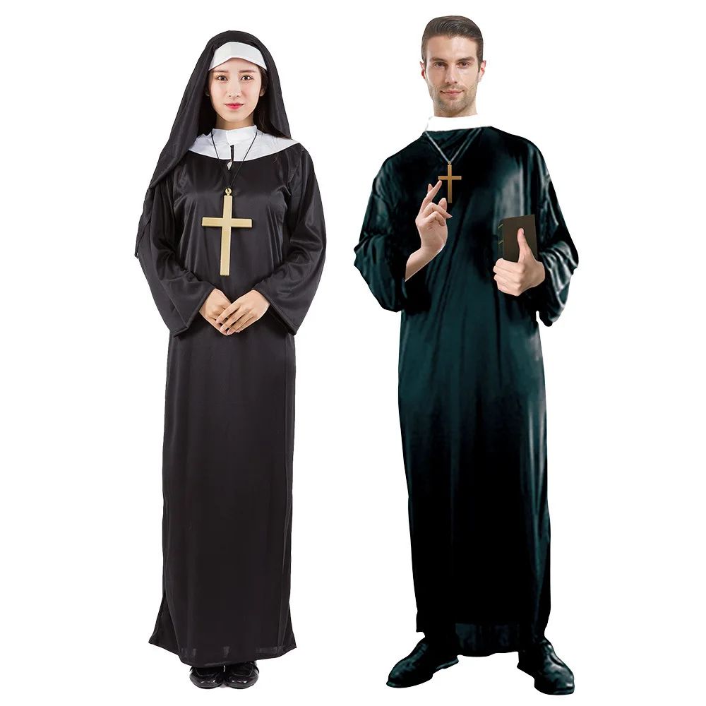 Halloween Masquerading Parties Adult Cosplay Pastors and Performance Costumes for Priests Nuns