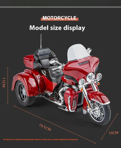 1:9 Harley D-vTRI GLIDE ULTRA Triciclo de Luxo em Liga Fundido Coleção Moto Brinquedo Luz e Som Decoração Presente