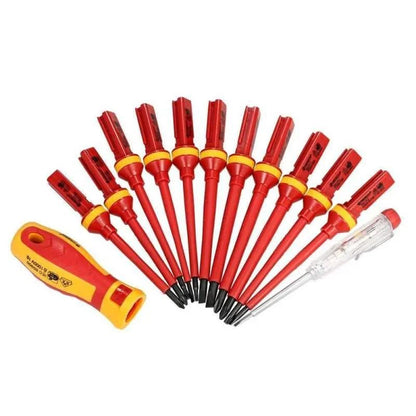 Kit de Ferramentas para Eletricistas 13/15pçs 1000V Chaves de Fenda Isoladas Intercambiáveis Magnéticas com Pontas Fenda Kit de Reparo para Eletricistas