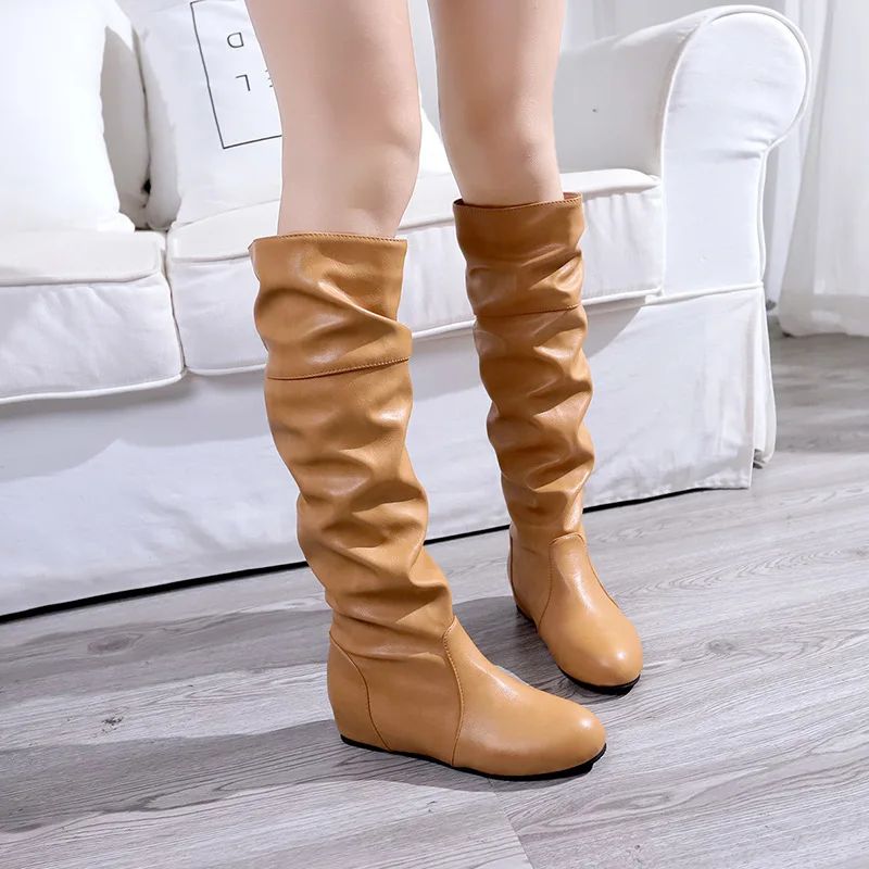 Flat Shoes Spring Autumn Women High Boots Long Western Cowboy Boots Women Footwear Large size 35-43 2024 Mid-Calf Boots Women