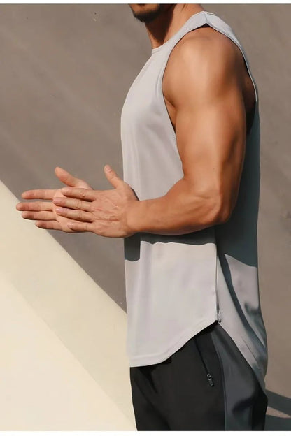 2025 Summer Plus Size Men Clothing Tank Tops Black White Gray Singlets Sleeveless Fitness Men Vest Casual Bodybuilding Vest New