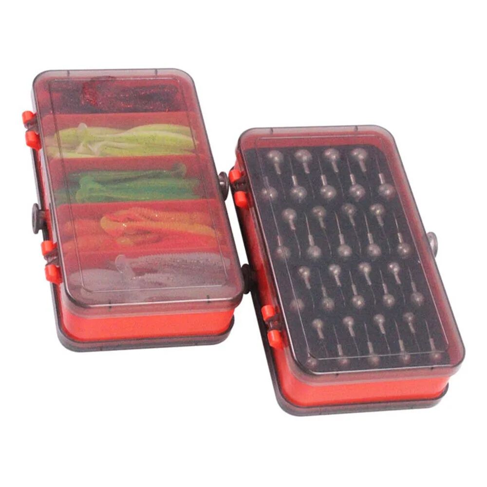 Caixa de isca dividida dupla face portátil Iscas para pesca Jig Head anzóis iscas macias equipamento de pesca acessórios de armazenamento