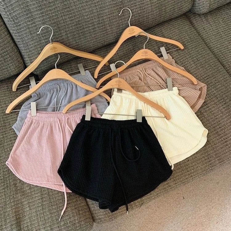Women Shorts Summer High Elastic Lace Up Drawstring Wide Leg Sweat Short  Shorts for Women  Women Clothing  Womens Shorts