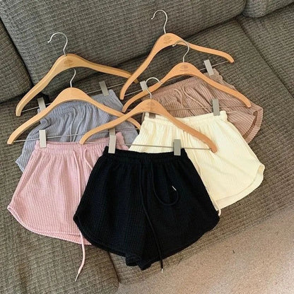 Women Shorts Summer High Elastic Lace Up Drawstring Wide Leg Sweat Short  Shorts for Women  Women Clothing  Womens Shorts