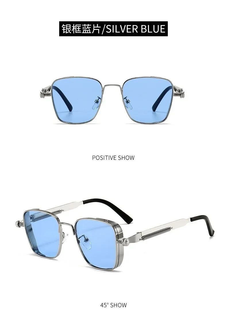 New Sunglasses Men Driving Sunglasses Retro Spring Leg Driving Outdoor Sports Metal Rectangular Decorative Glasses Women Uv400