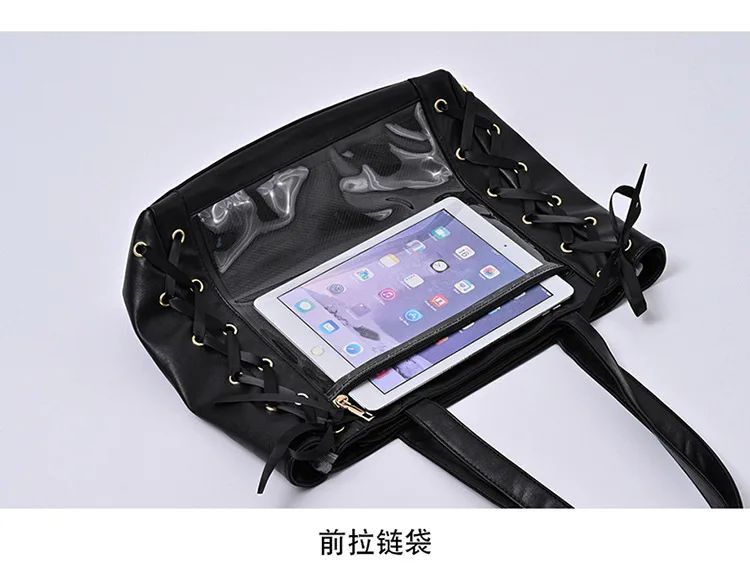 Japanese Kawaii Girls Itabag Large Capacity PU Leather Shoulder Bag Bow Ribbon Lolita JK Handbags Ita Bag Y2K Handbags Purse