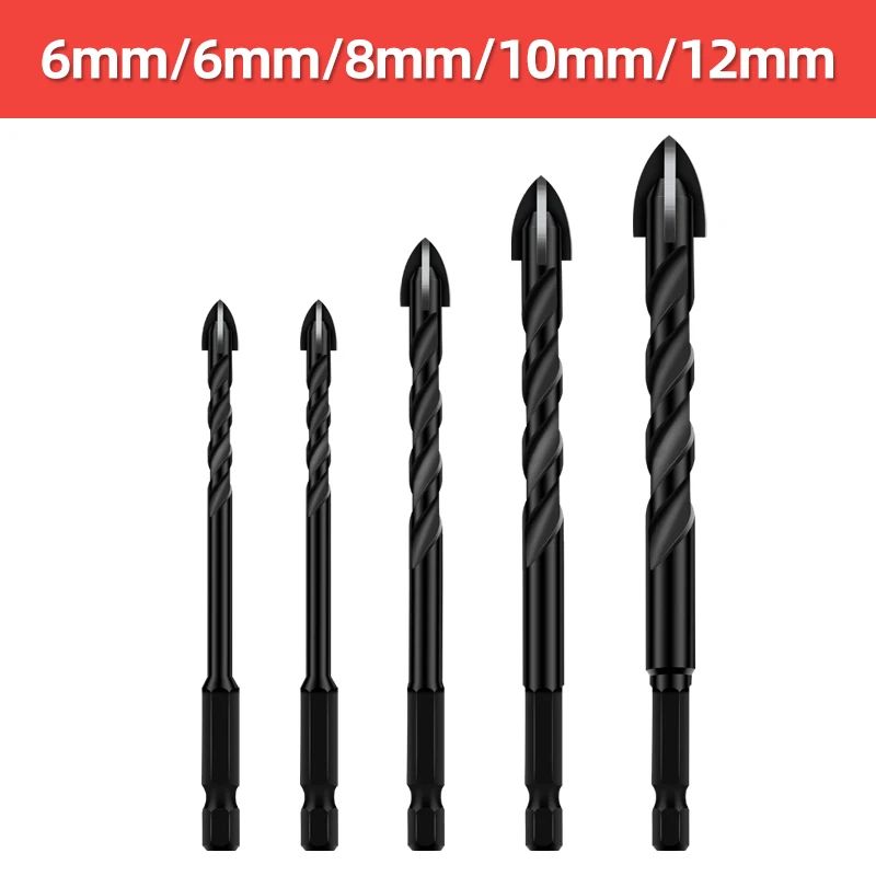 Cross Hex Tile Drill Bit For Glass Concrete Ceramic Tile Hole Opener Tunsten Carbide Hard Alloy Bits Set Tools 3 4 5 6 8 10 12mm