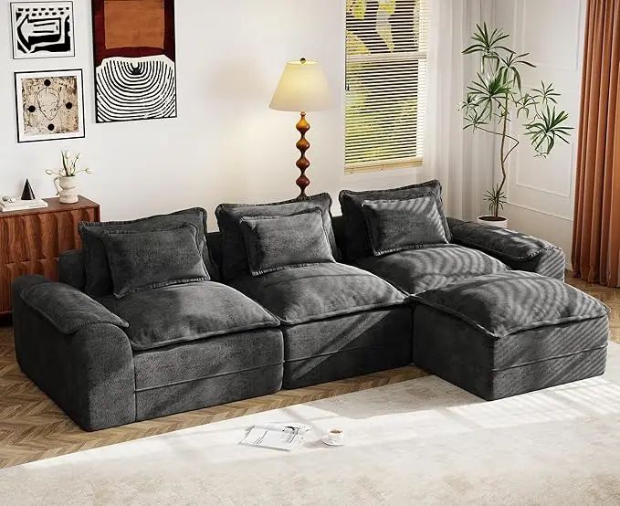 Cloud Modular Sectional Sofa L-Shaped Large Seater with Ottoman Removable Cover Comfortable Living Room Furniture