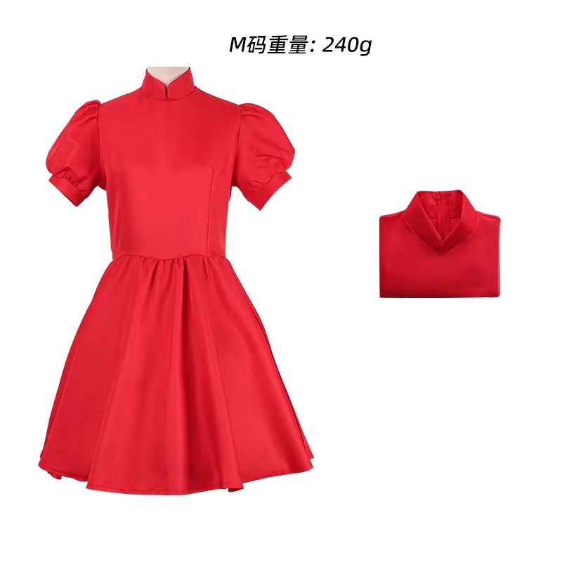 On The Cliff Red Dress Anime Ponyo Cosplay Costume Halloween Lolita Cos Uniforms for Adult Kid Party Roleplay Carnival Clothing