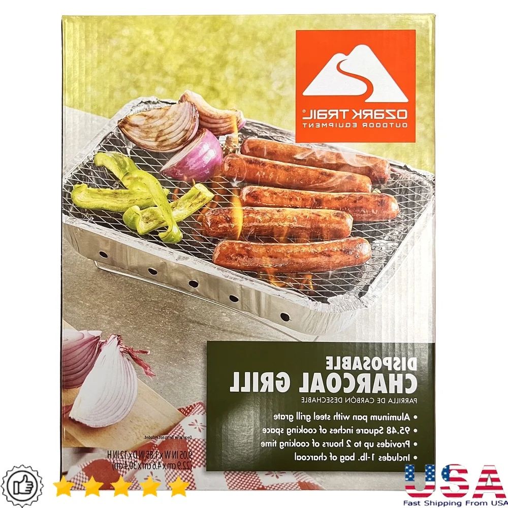 Disposable Instant Charcoal Grill Portable Barbecue Grill 540g Charcoal Easy Clean Ready to Use Car Camping Tailgate Party