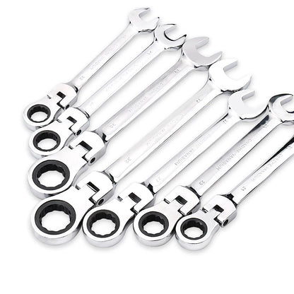 Chave Catraca Combinada Jogo de Chaves Ferramenta Manual 72 Dentes Cabeça Flexível Acabamento Espelhado 6mm-27mm Reparo Automotivo e Doméstico 1 pç