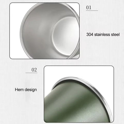 Conjunto de 4 Canecas de Aço Inoxidável, para Acampamento ao Ar Livre, Caneca de Café Empilhável para Viagem, Piquenique, Churrasco, Caminhada - Presente de Feriado