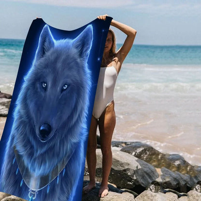 Animal wolf wallart Microfiber Blanket Quick Drying Beach Towels Oversized Printing Super Absorbent Pool Towel Blanket