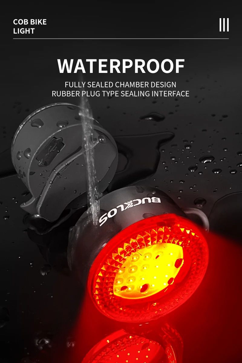 BUCKLOS Bike Light COB Front Rear Bicycle Lights LED Rechargeable Mountain Road Bicycle Lamp MTB Tail Light Cycling Flashlight