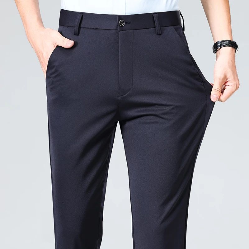 Calças Finas Masculinas para o Verão Outono, Calças de Terno Formal, Calças de Trabalho, Calças Casuais de Negócios de Qualidade, Calças Compridas Pretas Vinho Tinto