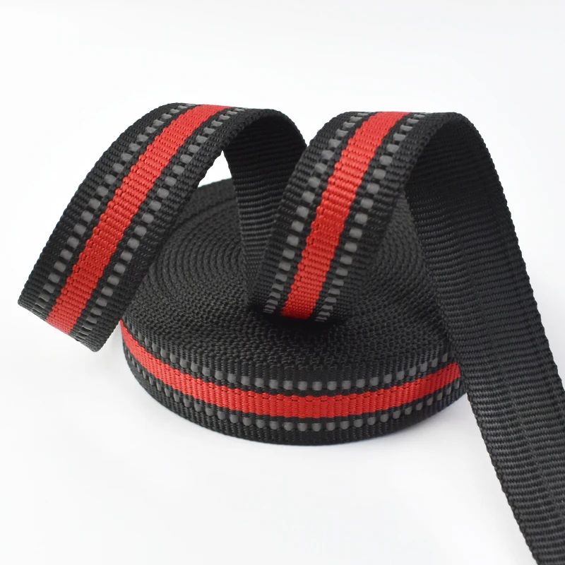 15/20/25mm Reflective Ribbon Tape 5/10M Nylon Webbing Bag Shoulder Strap To The Meter Dog Collar Polyester Binding Belt Supplies