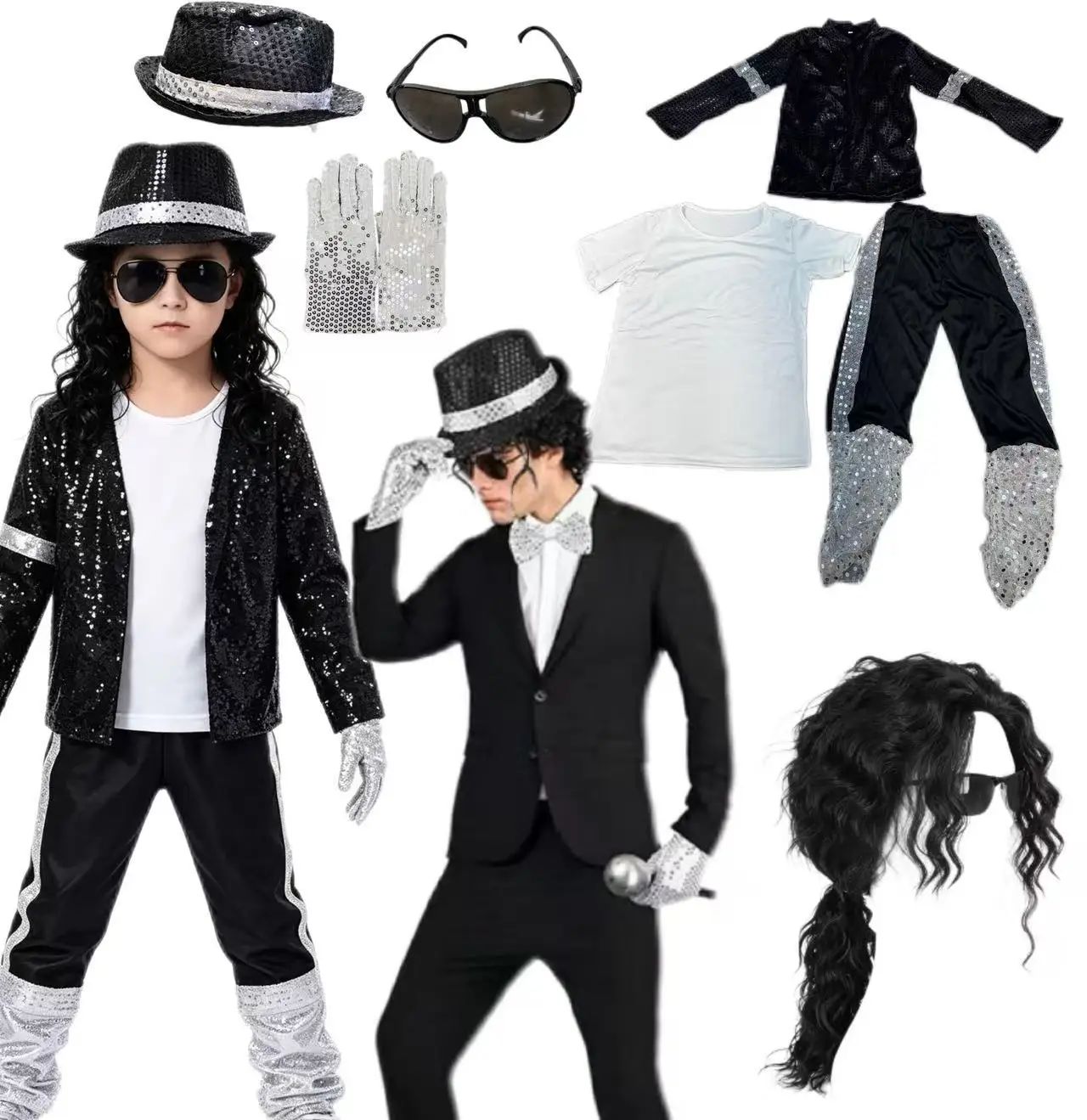 80s 90s Hip Hop Michael Jackson 5 Costume Boys Superstar Singer Outfit Halloween Carnival Stage Dance Cosplay Party Wear