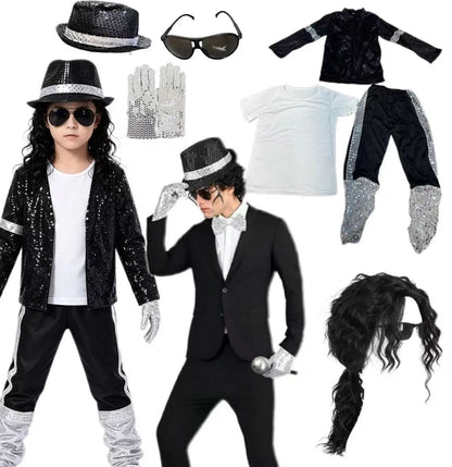 80s 90s Hip Hop Michael Jackson 5 Costume Boys Superstar Singer Outfit Halloween Carnival Stage Dance Cosplay Party Wear