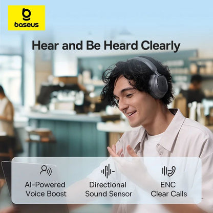 Baseus Bass BH1 Wireless Headphones Bluetooth 6.0 SuperBass 2.0 Over Ear Headset ENC Clear Calls 80hours Playtime Earphones
