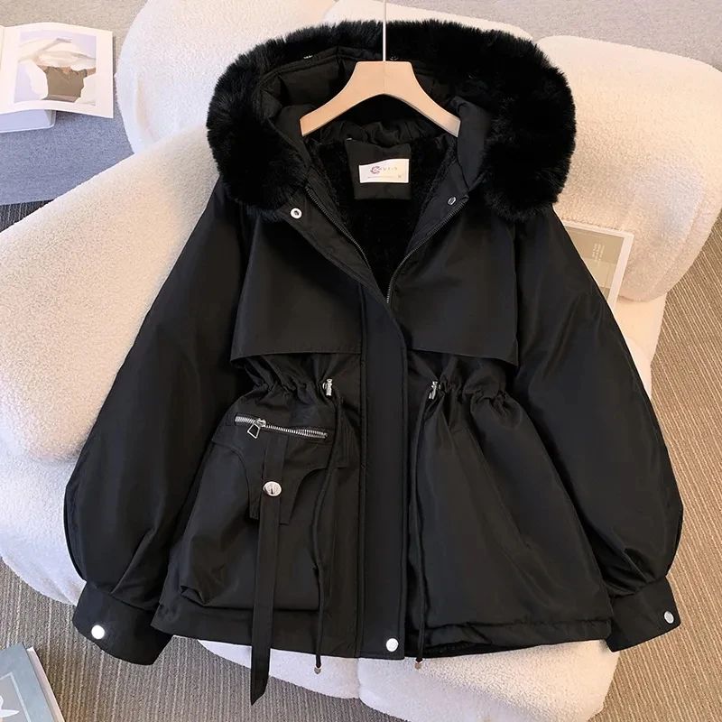 2025 New Fashion Women Winter Jacket Big Fur Collar Parkas Coat Long Coat Hooded Warm Wool Liner Female  Snow Wear Padded Parka