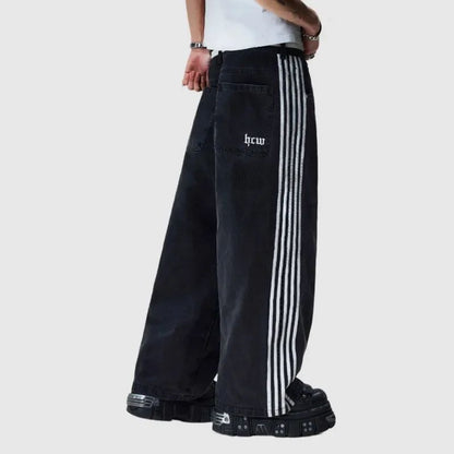 Y2K Baggy Jeans high quality Embroidered Striped Harajuku Sweatpants men women Hip Hop streetwear Casual wide leg Denim Pants