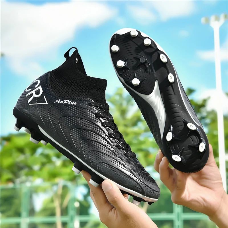 New Men Football Boots Cleats Soccer Shoes Adult Non Slip Outdoor Sport Boys Long Spikes Training Breathable Match Comfortable