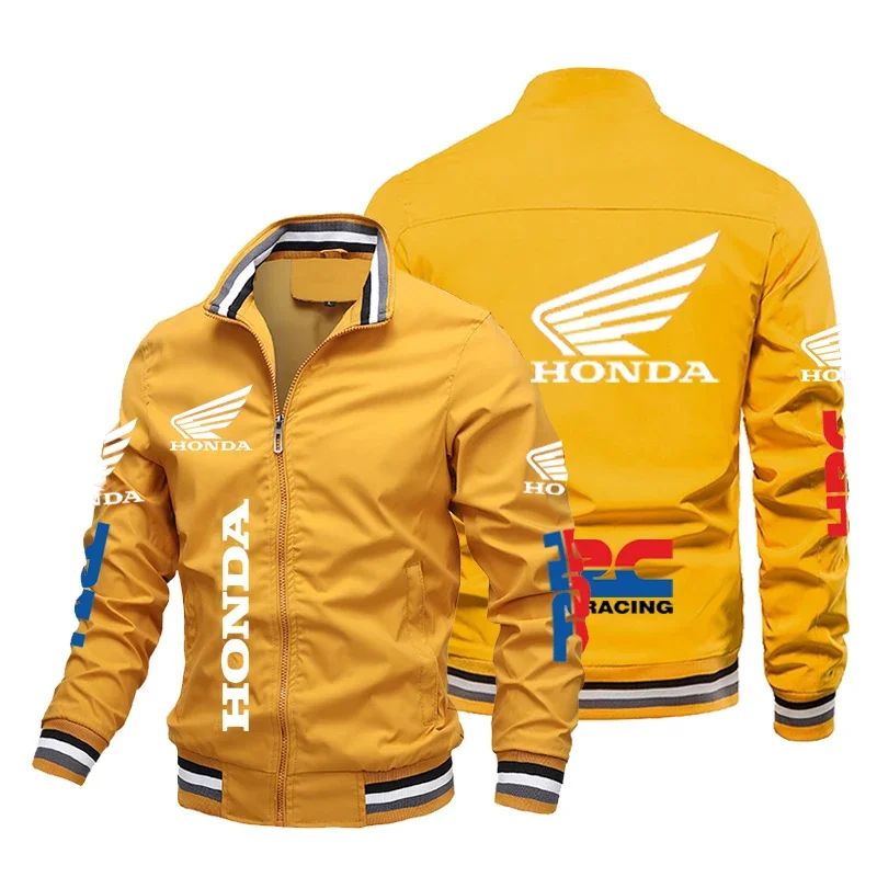 Honda Motorcycle Jacket For Men Honda Red Wing and HRC Logo Biker Jacket Windbreaker Men Sportswear Slim Racing Team Jacket Male