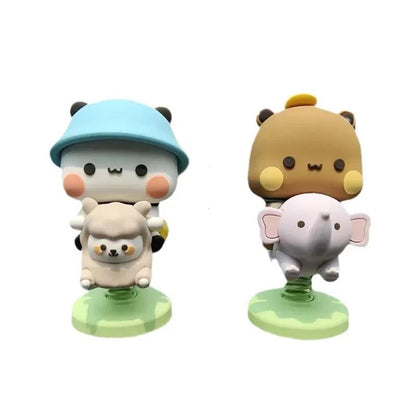 Figura de Urso Panda Fofo Bubu Dudu Kawaii Desenho Animado Modelo de Panda Criativo Animado Enfeites de Carro de Animal de Primavera