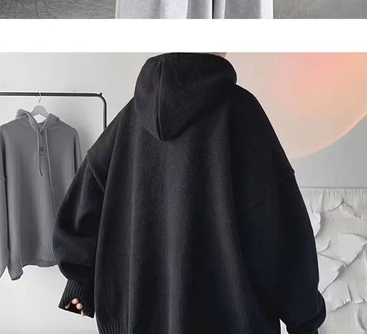Men's Hooded Sweater Autumn/winter Vintage Idle Style Versatile Knitted Top Trendy Brand Sweater Casual Wear