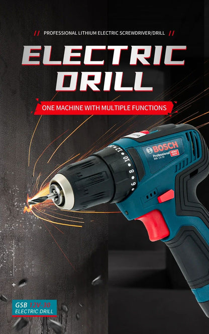 Furadeira elétrica profissional Bosch-GSB-12-V30, parafusadeira sem fio, multifuncional, para uso doméstico, chave de fenda, faça você mesmo